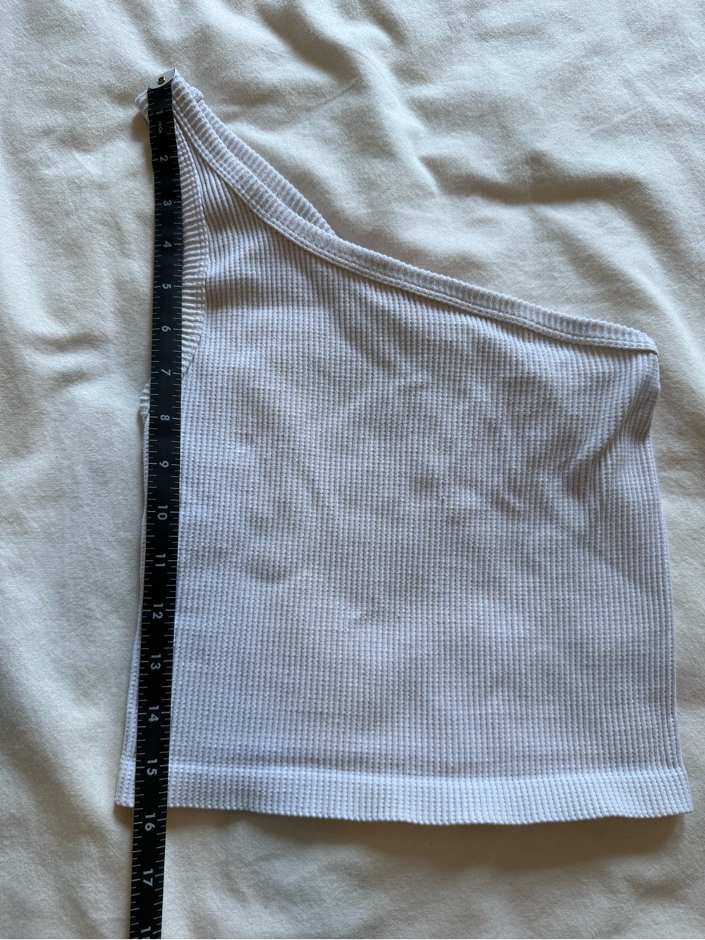 Current Clothing White One-Shoulder Ribbed Crop Top